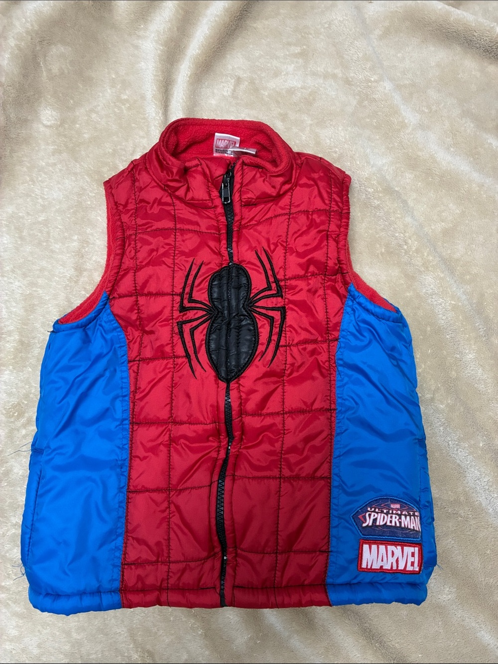 Marvel Spider-Man Quilted Red and Blue Kids Puffer Vest